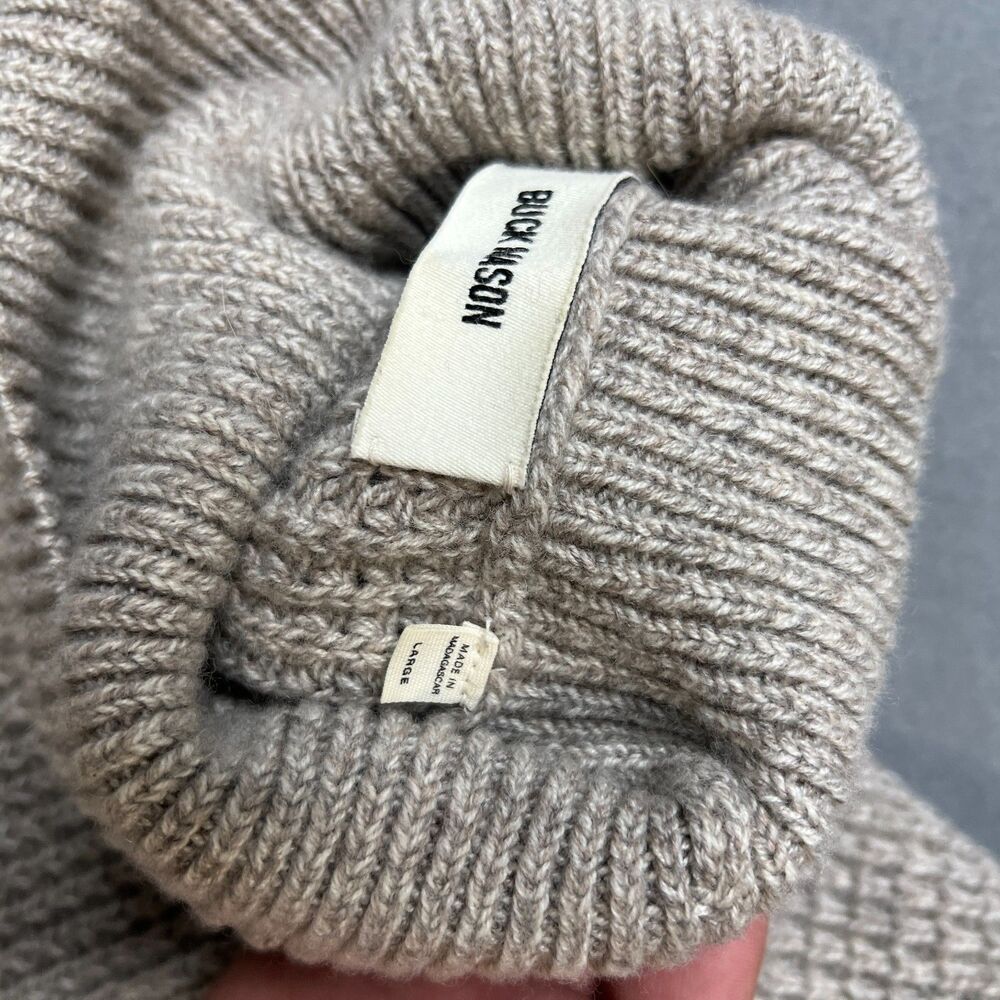 Buck Mason Sweater Womens Large Beige Wool Blend Mock Neck Casual Chunky Knitted - Picture 3 of 9